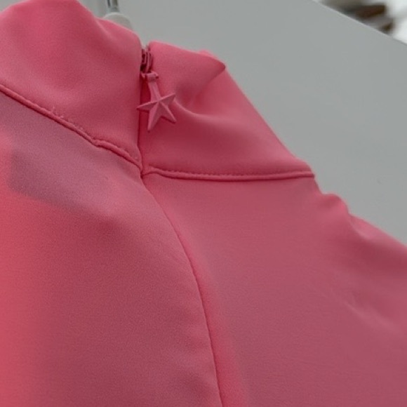 NWT MUGLER x HM Mesh Panel Mini Dress Pink Longsleeve Bodycon Mesh Cut Outs XS - Picture 8 of 9